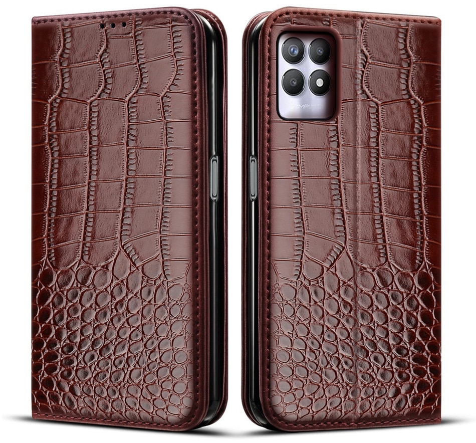 Étui portefeuille à rabat en cuir pour Realme 8i RMX3151, coque de protection pour téléphone