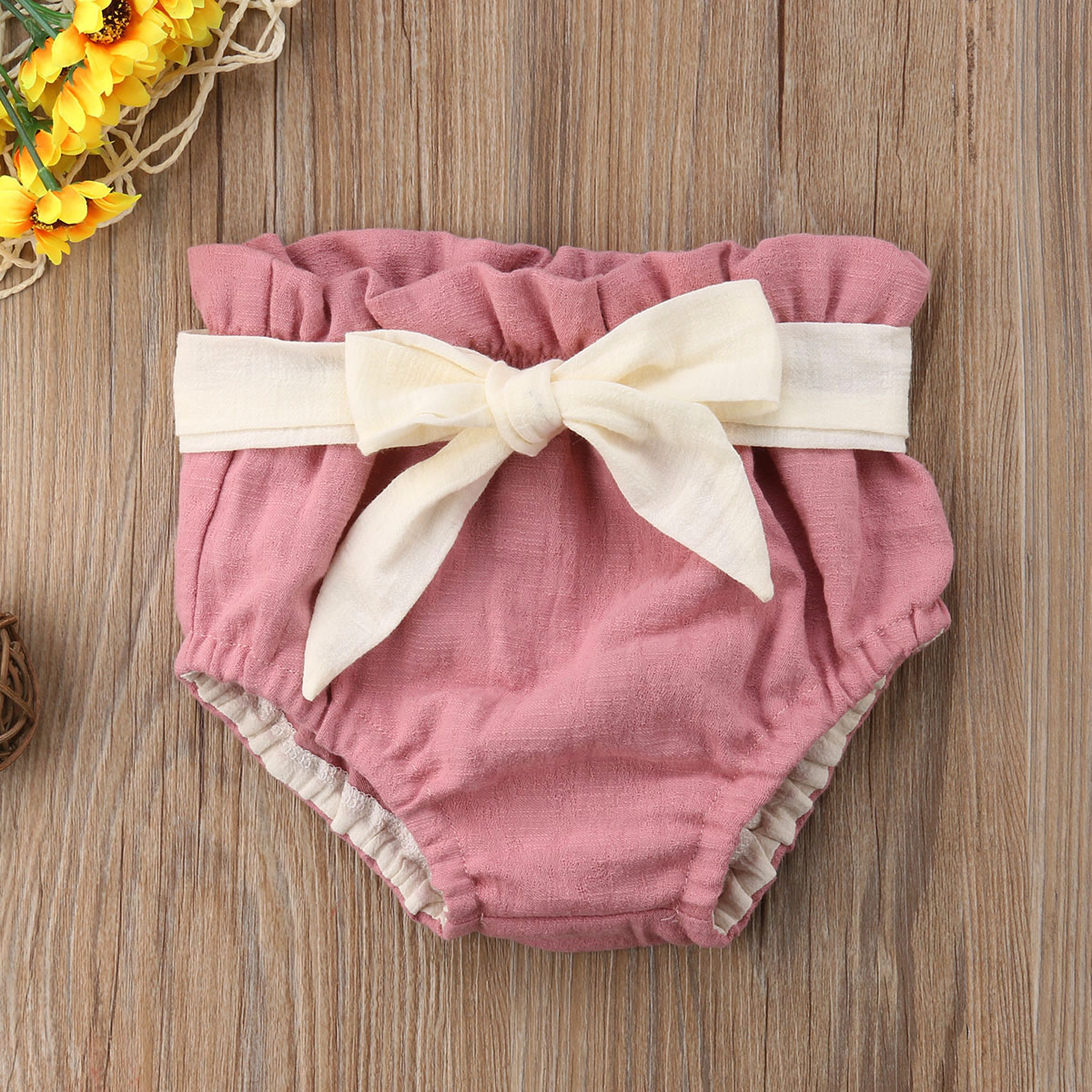 Pantalones cortos bombachos de algodón para bebés, niños y niñas, con lazo