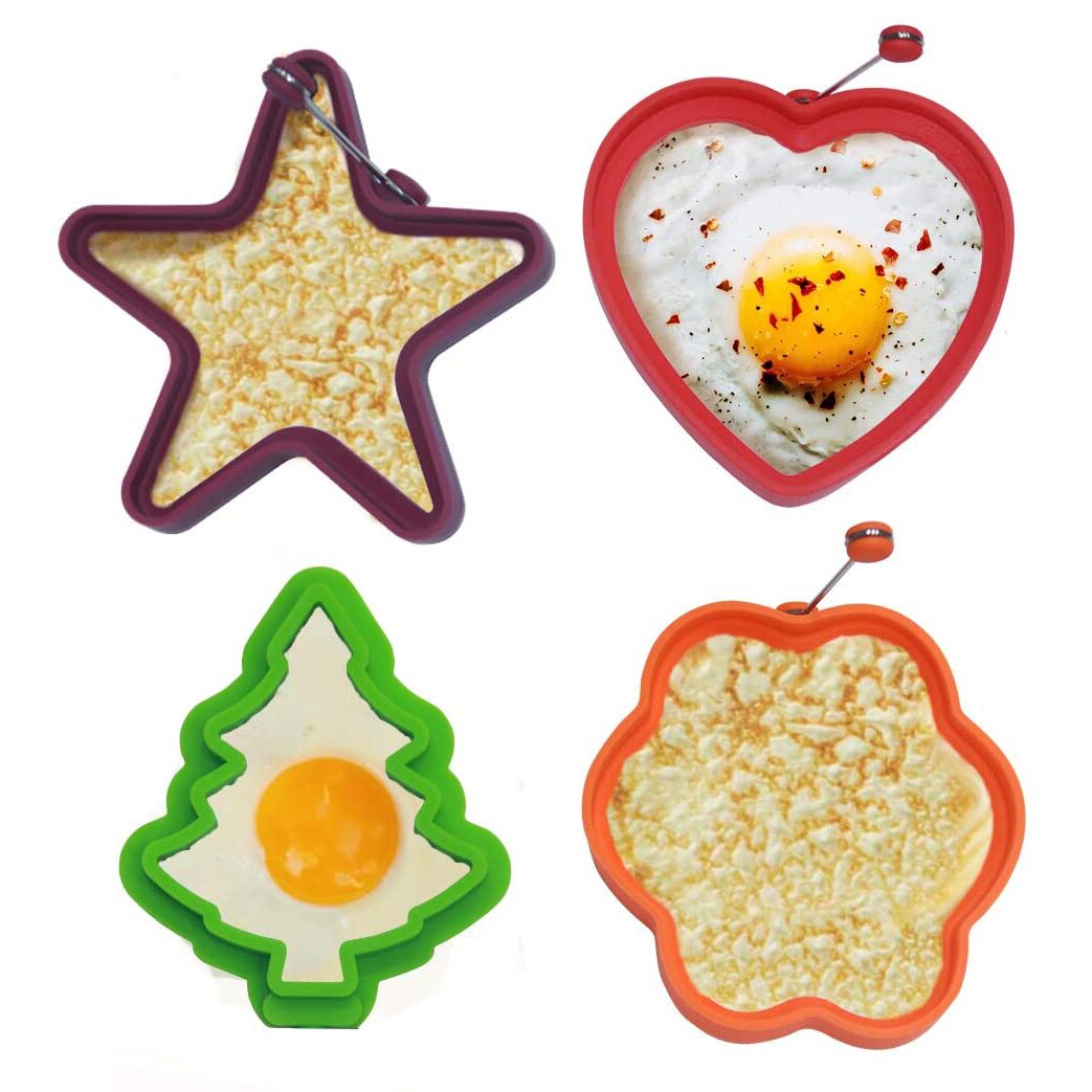 SILIKOLOVE Spiegelei bilden Silikon Ei Braten Schimmel Weihnachten Baum Herz Stern Gekochtes Ei bilden