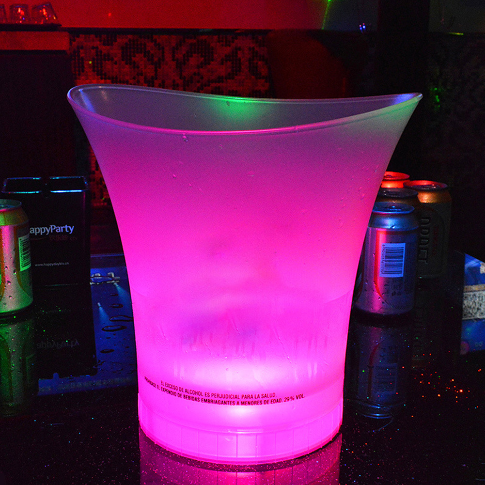 Barras LED de plástico impermeables para discoteca, de 5l cubo de hielo, Color champán, nocturna