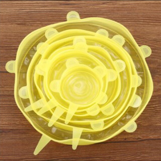 Lot De 6 Couvercles En Silicone Extensibles 11 Cm - Couvercles Alimentaires Hermétiques Réutilisables Transparents