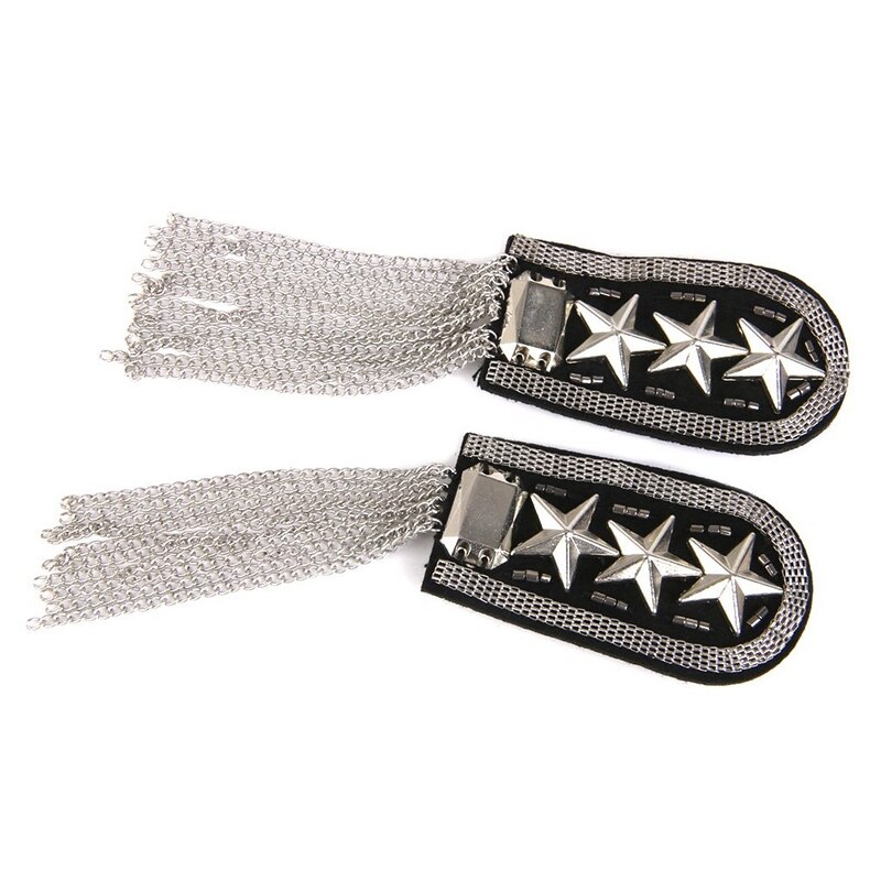 1 Paar Ster Kwastje Link Chain Epaulet Schouder Badge, Silber