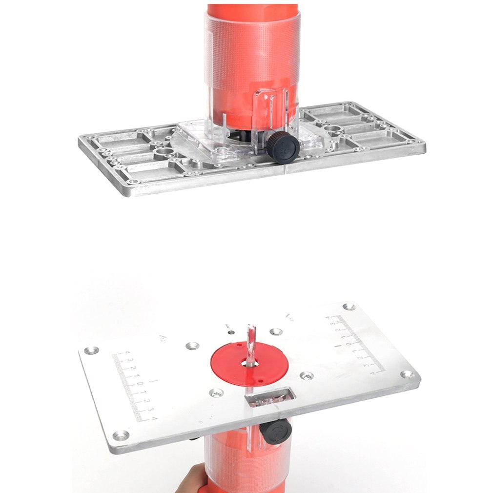 Aluminium Router Table Insert Plate Wood Router Trimmer Models Engraving Machine with 4 Rings for Woodworking Benches