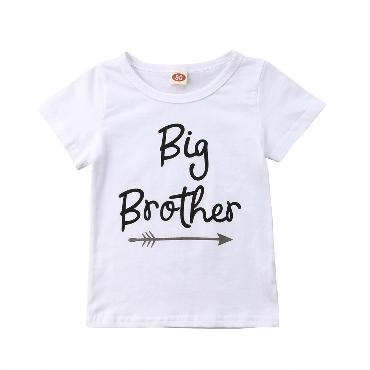 Family Match Little Sister White Romper Big Brother T-Shirt Toddler Short Sleeve Lovely Letter Matching Clothes: big brother 110