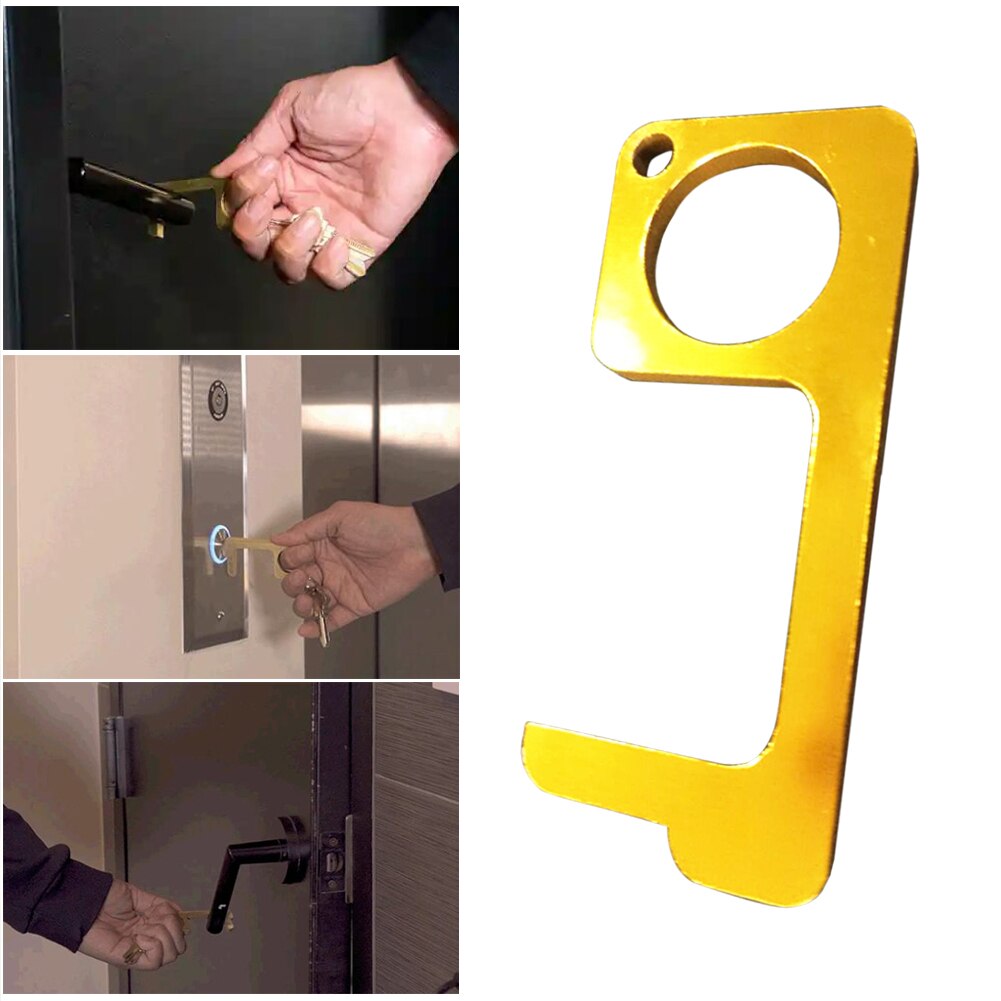 Berøringsfri håndlavet døråbner hygiejne nøglering dørhåndtag elevator artefakt nøglering undgå at røre ved nøglespænde ren nøgle