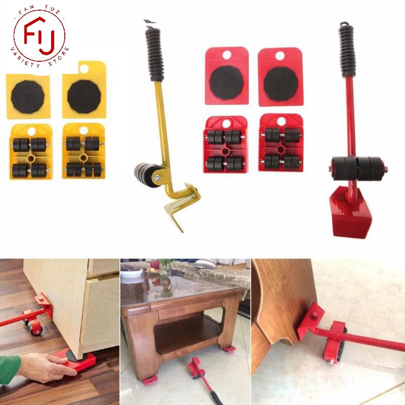 Meubilair Mover Set Meubelen Mover Tool Vervoer Lifter Zware Voeders Moving Wiel Roller Bar Handgereedschap 5 Pcs Set
