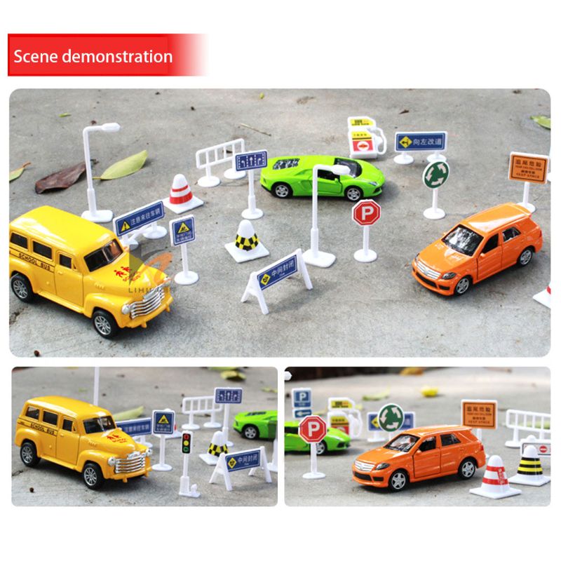 56 Stks/set Diy Model Scene Speelgoed Verkeersbord Verkeersbord D0JC