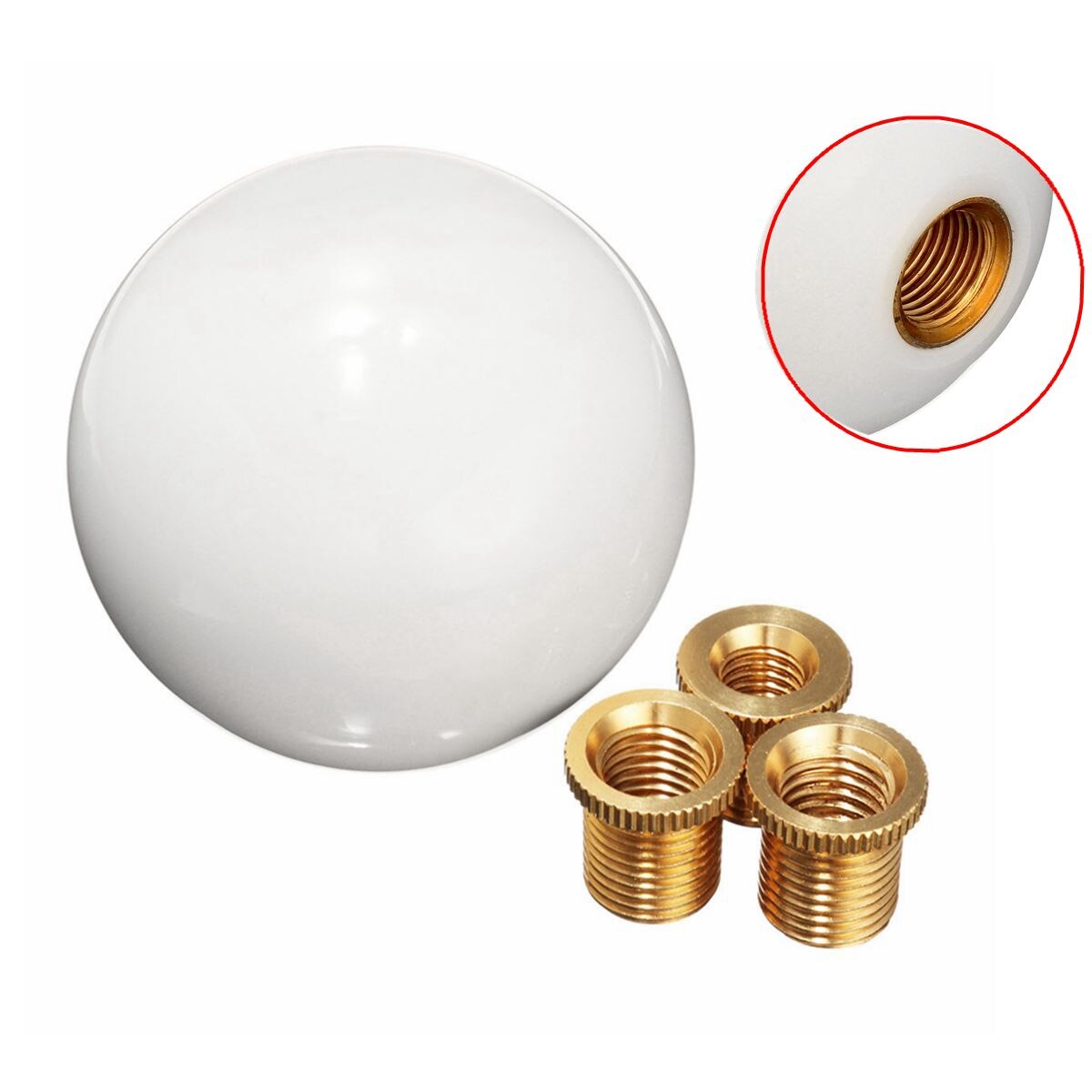 1 set universele auto glanzende versnellingspookknop witte ronde bal hars versnellingspookknop pook