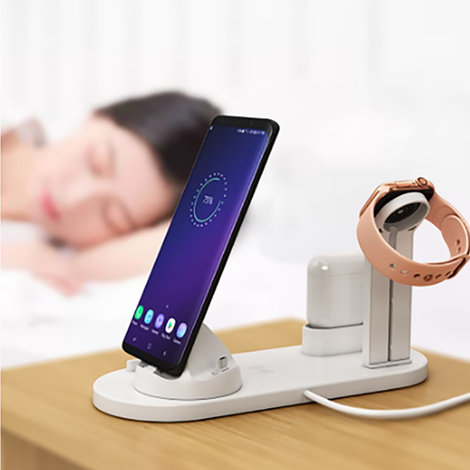 KEPHE 4 in 1 Qi Wireless Charger For iPhone 11 X XS XR 8 10W USB Type C Fast Charging Dock Stand for Apple Watch 5 4 3 2 Airpods