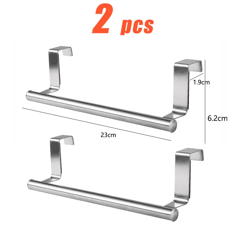 Toallero para puerta de armario de cocina, soporte colgante para toalla trasera de puerta de acero inoxidable, ganchos para toallas sin perforaciones para baño, organizador para el hogar: Rojo