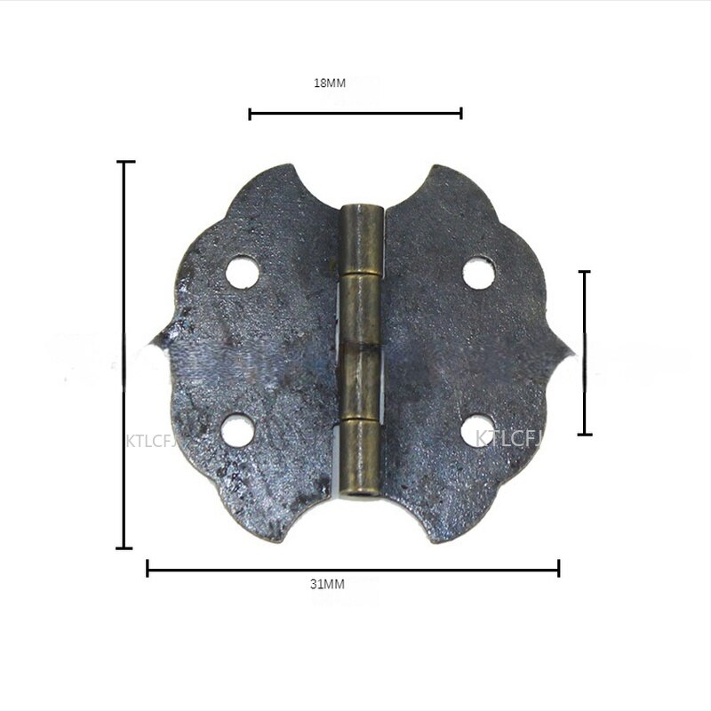 6Pcs Antique Hinge Lace Hinge Long Hinge Wooden Box Hinge Strip Hinge Packing Box Accessories 90 Degree Hinge: Green bronze-29-32mm