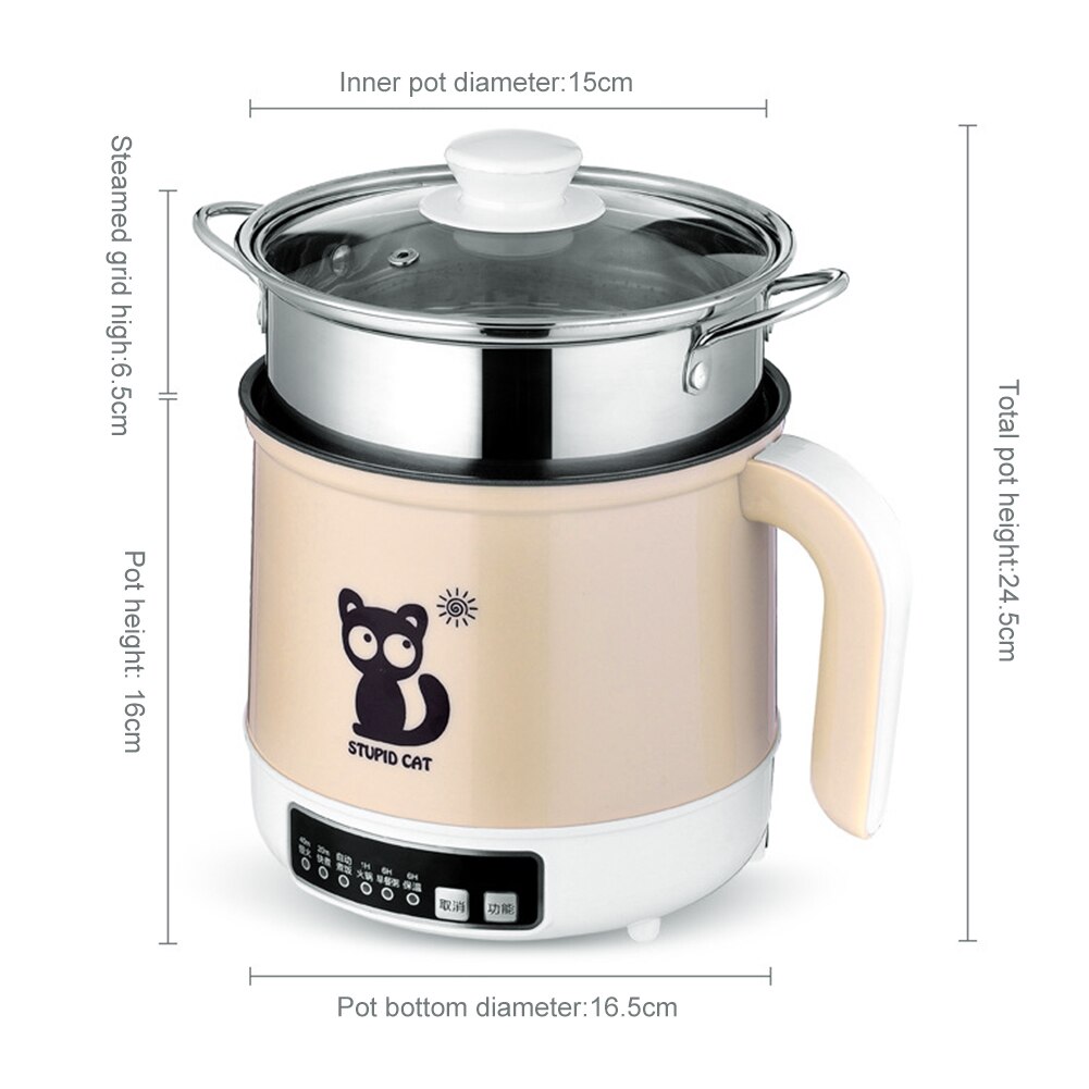 110V Multifunctional Electric Cooker Heating Pan Electric Cooking Pot Machine Hotpot Noodles Rice Eggs Soup US Plug#38