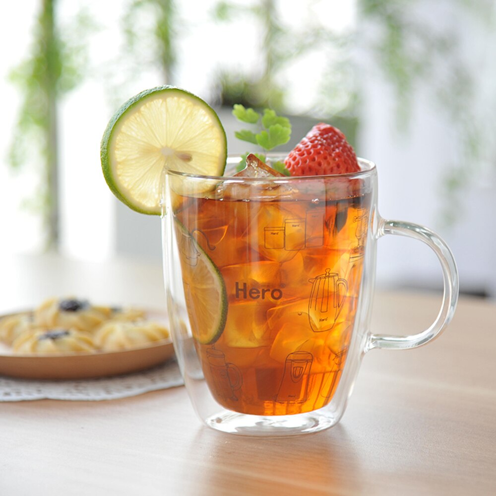 Coffee Cup Double Layers mug Coffee Reusable High Glass Cup Heat Insulation Drinking Milk Tea Cups Transparent Drinkwar