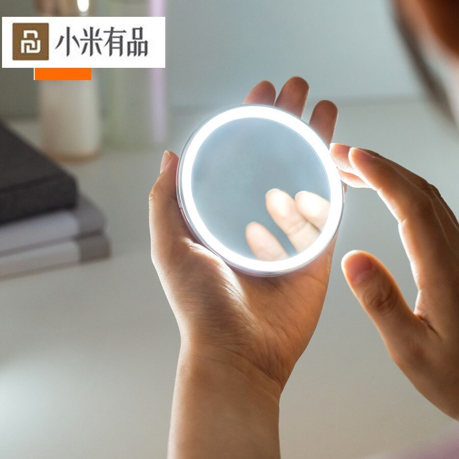 Xiaomi HD espejo de maquillaje con LED Color azul luz espejo cosmético Mini portátil Control táctil Sensing de belleza para la novia