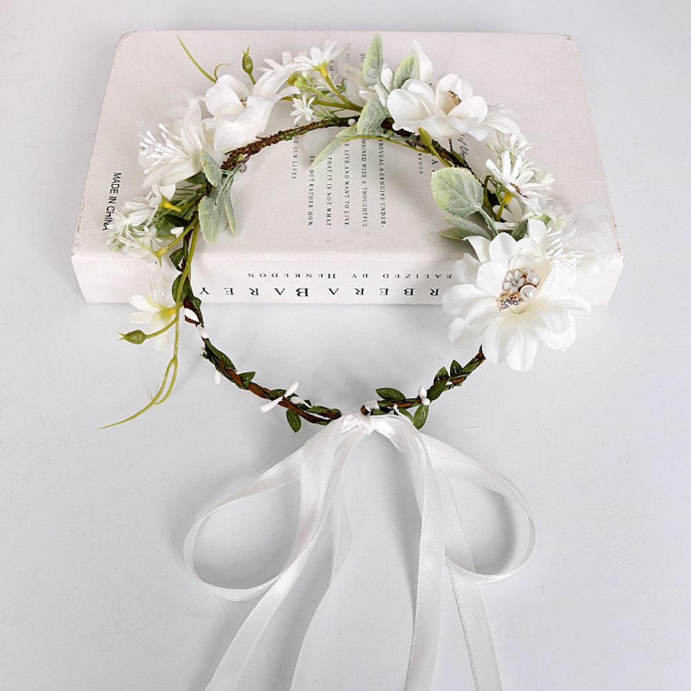 Simulatie Witte Krans Bruiloft Bloem Haarband Hoofdband Fotoshoot Hoofddeksels Rose Krans Bloem Haarband