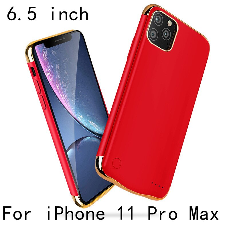 Slim Plating shockproof Battery Case For iPhone 11 Pro Max Battery Charger Case For iPhone 11 External Power Bank Charging Cover: i11 Pro Max-Red