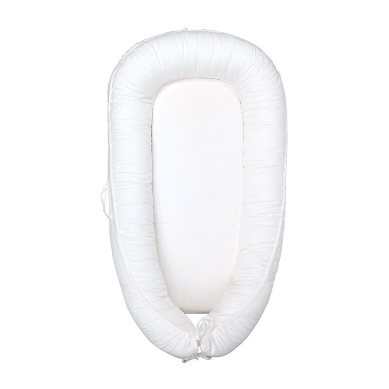90*50cm babyseng baby transportabel reiseseng vugge smålåve avtagbar barneseng soveseng kurv støtfangere seng sikkerhetsbeskyttelse: Hvit