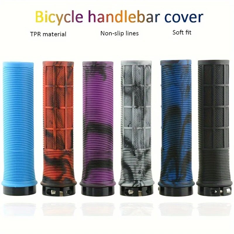 Empuñaduras de bicicleta TPR, empuñaduras de manillar de bicicleta integradas, bloqueo de aleación de aluminio en manijas de bicicleta, puños antideslizantes para bicicleta de montaña, pieza de bicicleta