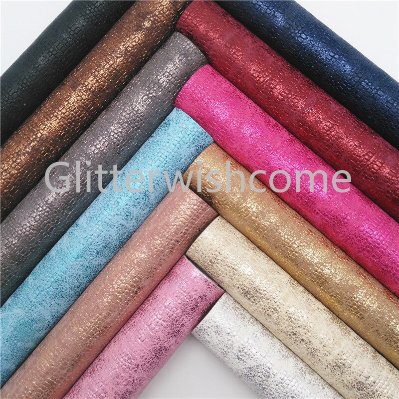 Glitterwishcome 21X29CM A4 Size Metallic Snake Faux Leer Stof, Synthetisch Leer Stof Lakens, PU leer voor Bows, GM493A