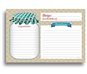 home kitchen Recipe Cards - Double Sided Cards, 4x6 inches Perfect for house-warming parties, invitations, or mason jar kits