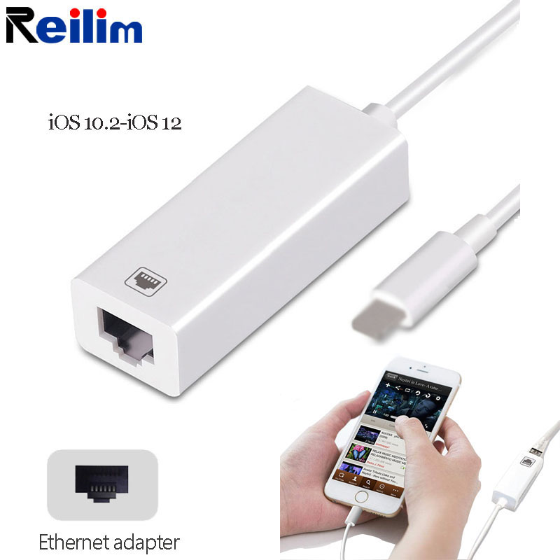 RJ45 Ethernet LAN Wired Network Adapter 100Mbps Ethernet cable splitter for iphone for lightning to RJ45 mobile phone converter