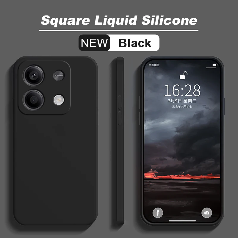 Redmi nota 13 pro 4g caso de silicone líquido macio tpu capa para xiaomi redmi nota 13 note13pro plus note13 pro 5g caso telefone: Alumínio / Preto