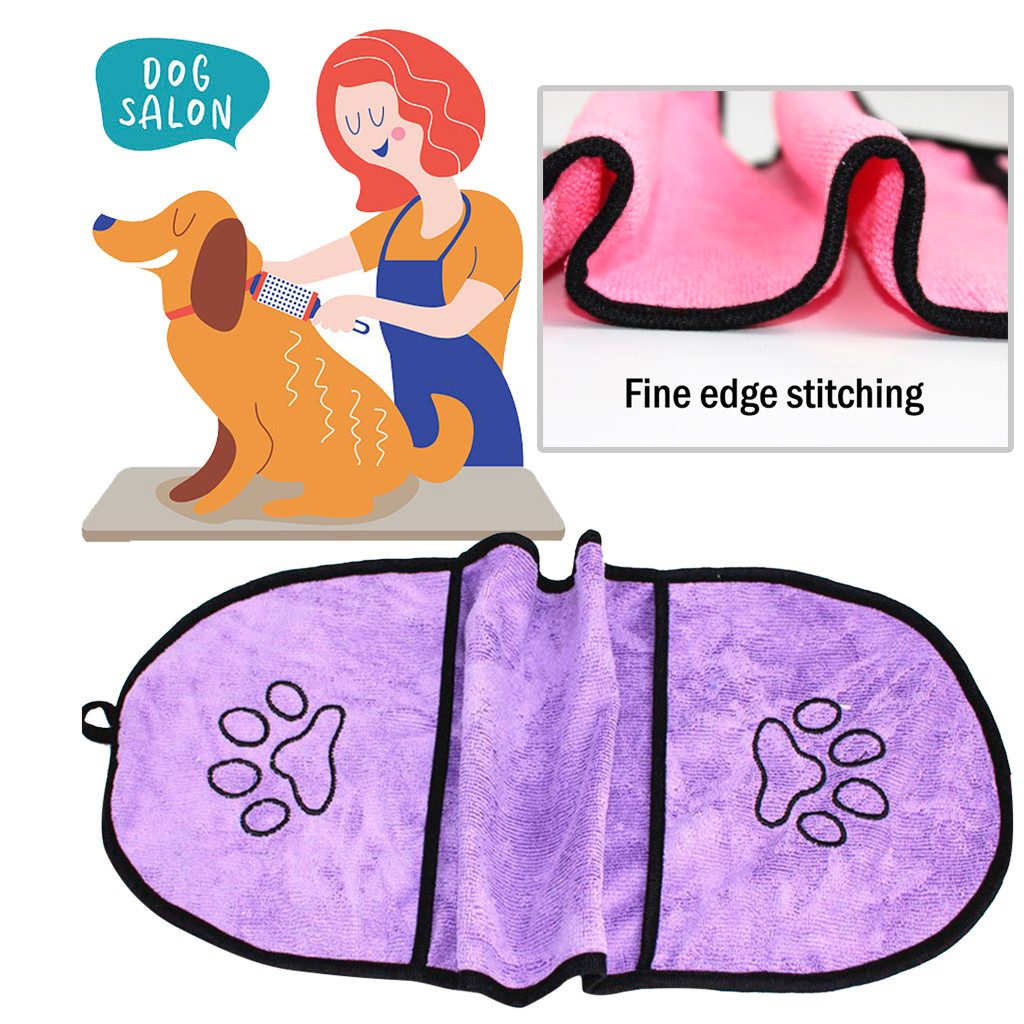 Toalla de perro súper absorbente, Toalla de baño de mascotas, Toalla de microfibra para secado de perros con dos bolsillos para perros pequeños, medianos y grandes