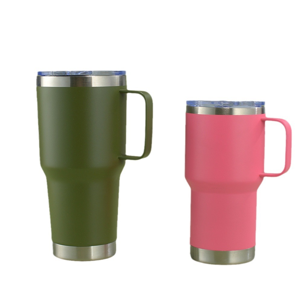 Steel handle vacuum mug , 30 , 20 oz., double-walled ice cooler, for office, home, car, tea, coffee, insulated bottle, colorful