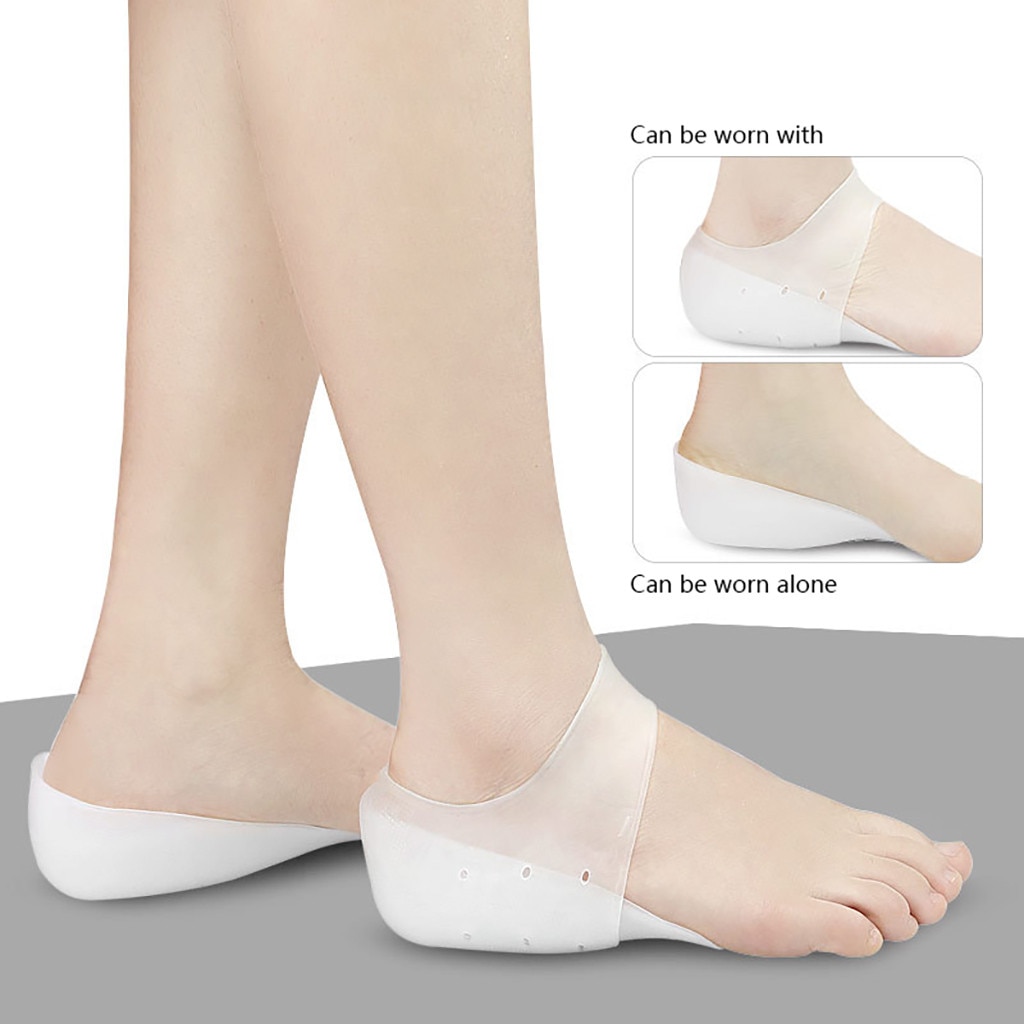 Rehausseur de repose-pieds dissimulé, 1 paire de semelles invisibles pour augmenter la hauteur, coussinets de rehaussement de pieds en Silicone, outil pour enfiler des chaussettes, 4/5cM