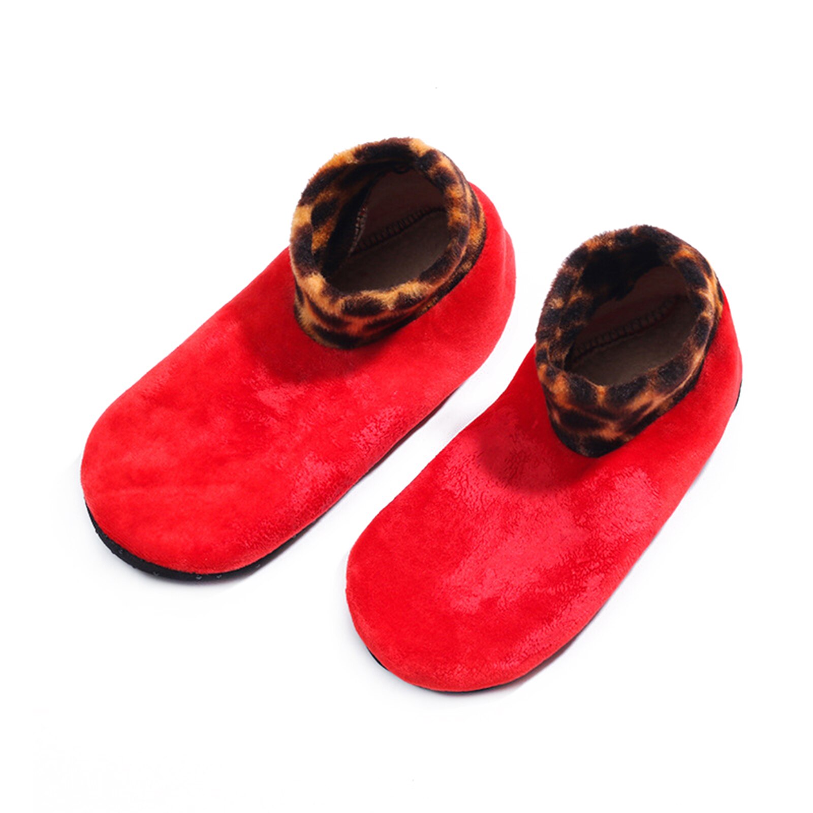 Non Slip Socks Tile Wood Floors Anti-Skid Crew Grip Socks Warmth And Velvet Thickening Autumn And Winter For Adults: red for women
