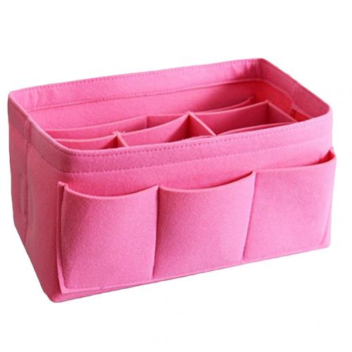 Organizer Insert Bag Women Nylon Travel Insert Organizer Handbag Purse Large liner Lady Makeup Cosmetic Bag Female Tote: Pink / L