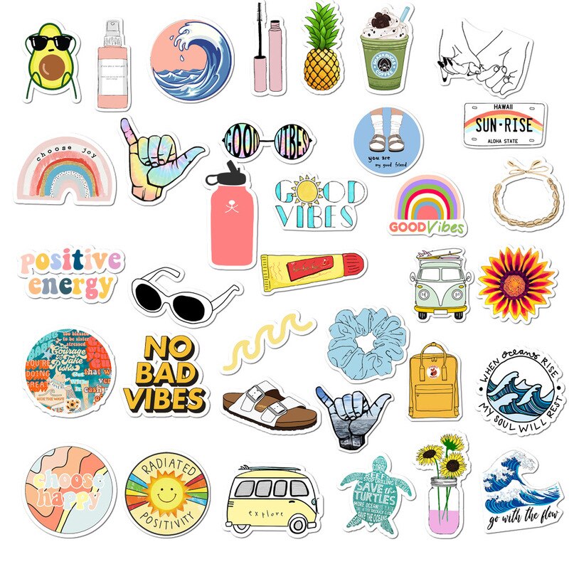 10/35PCS/ Set VSCO Vinyl Stickers Girl Essential Stuff for Water Bottles Stickers Suitable for Luggage Laptop Trendy Stickers