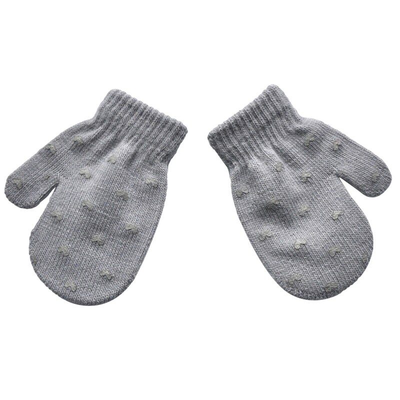 1 Paar Leuke Dot Ster Hart Patroon Wanten Jongens Meisjes Zachte Breien Warme Handschoenen Voor Kinderen Kids: Light Gray 2