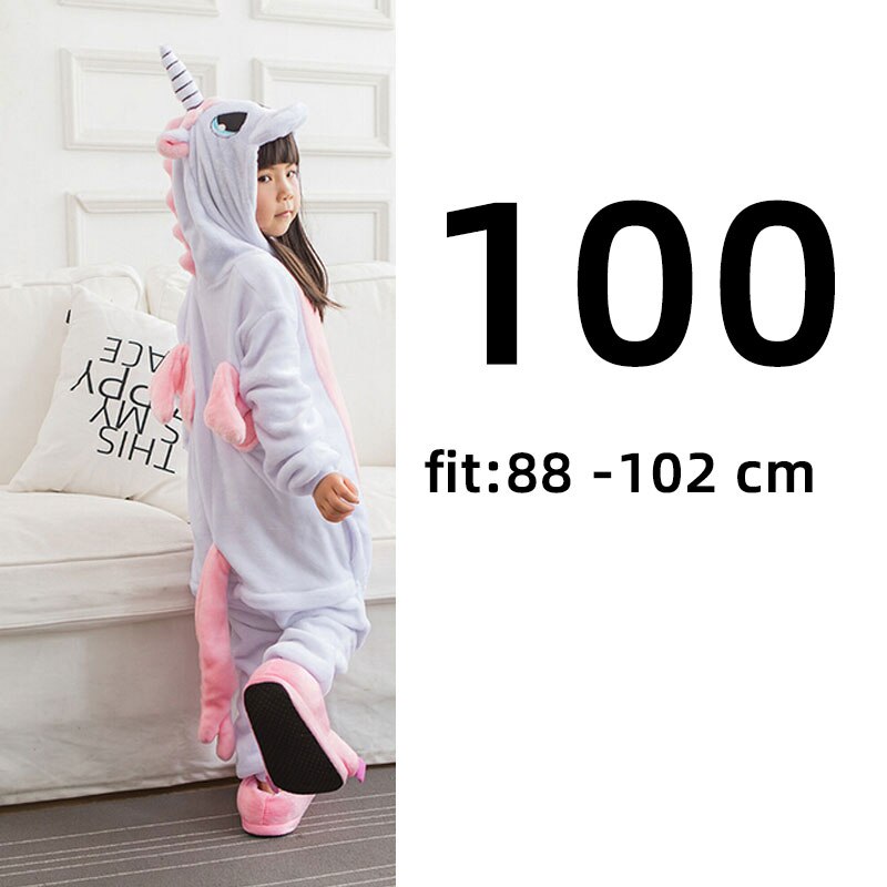 Pink White Unicorn Onesie Women Girl Animal Kigurumis Flannel Sleep Jumpsuit Cute Funny Overalls Winter Warm Suit Adult Child: 100