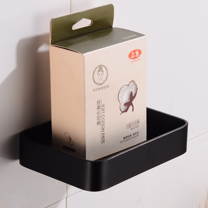 Zeepbakje Opslag Houder Zwarte Ruimte Aluminium Multifunctionele Zeephouder Douche Wandmontage Decoratieve Badkamer Zeep Rack Vierkante