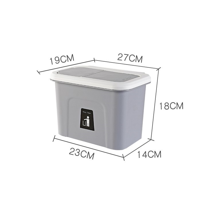 Colgador para puerta de armario cubo de basura, contenedor de basura, Herramientas de limpieza del hogar, cubos de basura con cubierta, novedad: S Gray