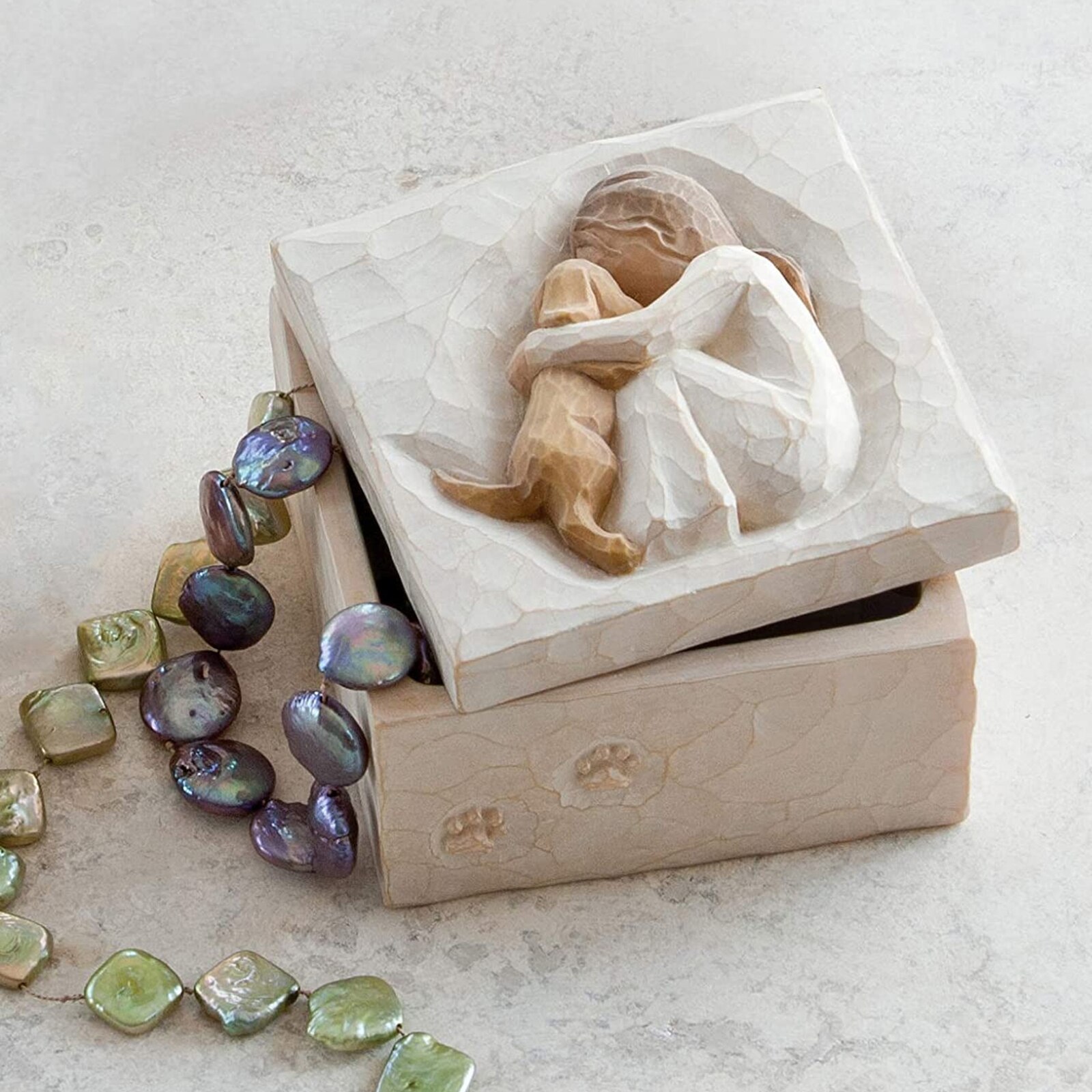 Decorative Sculpted Hand-Painted Keepsake Box for Jewelry Friendship