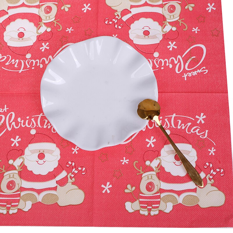 40 stk / sæt julemanden hjort smukke tryk servietter xmas servietter juletræservietter til hjemmefest bordindretning
