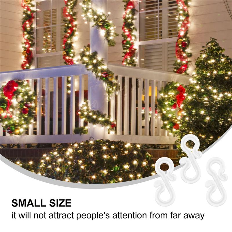 48 Stuks S Kerst Hange Plastic Decoratieve Outdoor Wit Gutter Haken Voor Fairy String Touw Kerst Gutter Haken Clips