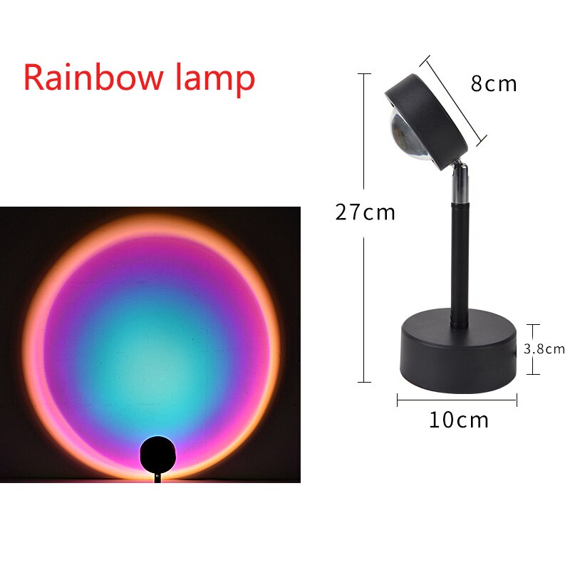 Sunset Rainbow Projector Night Lights Usb Led Table Lamp Projection Led Lamps Bedroom Coffee Wall Decoration Atmosphere Light: Rainbow lamp