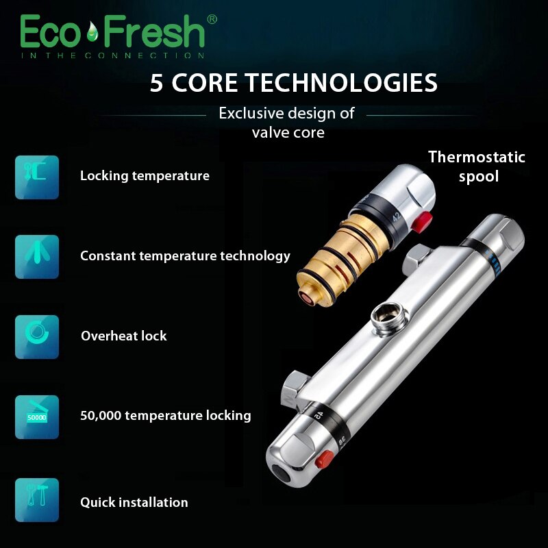 Ecofresh Thermostatic Mixer Shower Faucets Bathroom Faucet Thermostatic Mixing Valve Shower Set Thermostatic Shower Faucet