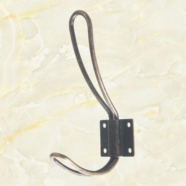 Antieke kapstokhaken voor aan de muur,  - 10 vintage dubbellaagse hangers met grote schroeven - harde antieke industriële zware haak