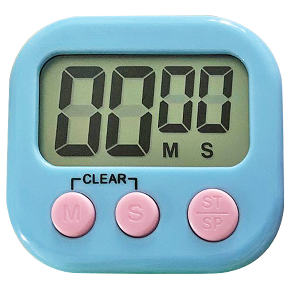 LCD Digital Screen Kitchen Timer Display Digital Timer Square Cooking Count Up Countdown Alarm Sleep Stopwatch Study Clock: Blue