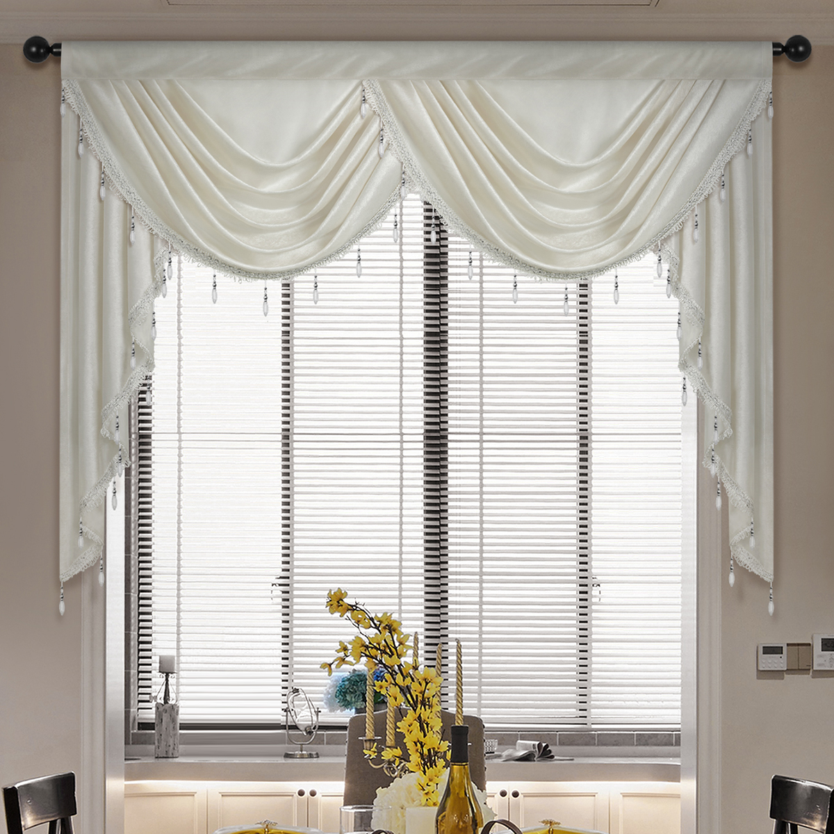 Rideau de cantonnière en tissu velours de style européen, cantonnière en tissu velours italien pour la décoration intérieure, poche la plus récente, divers documents au choix, cascade, 1PC