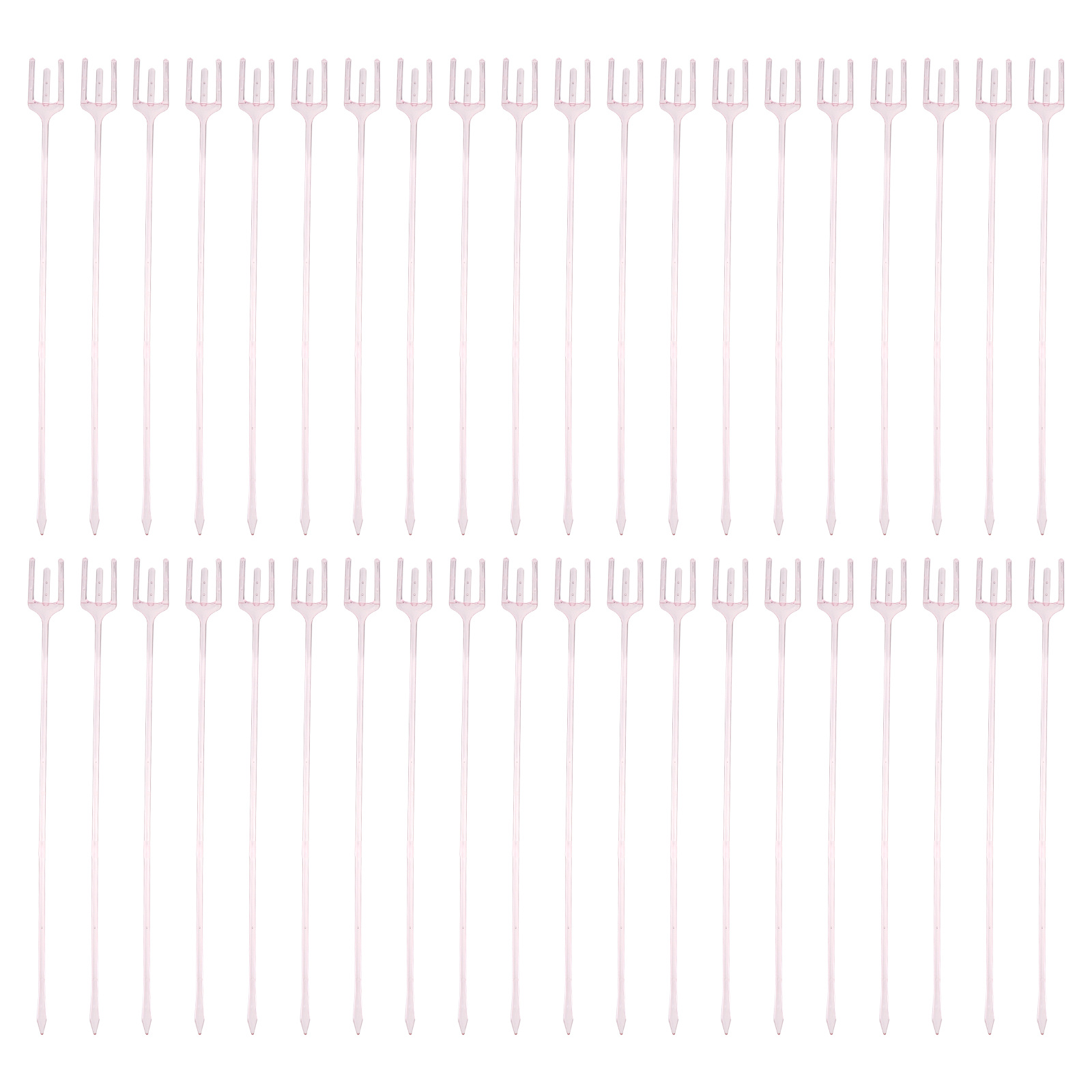 Tarjetero Floral de 100 piezas, palillos de tridente de ramo de plástico para floristería: Pink