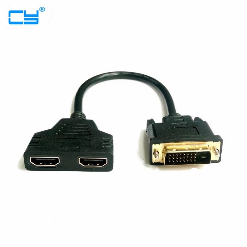 DVI 24+1 Splitter Adapter Cable DVI male to 2 HDMI Dual female 19 Pin for HDTV LCD DVI HDMI conversion line 1080P