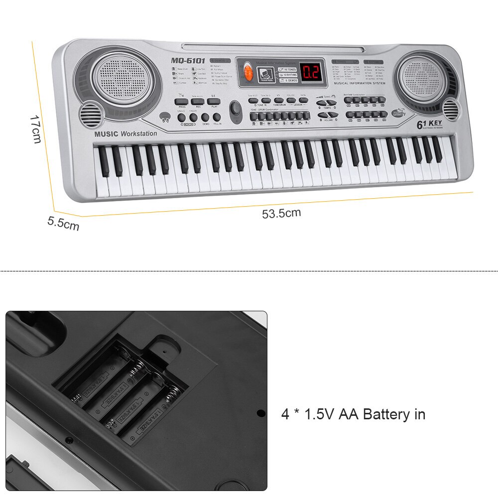 61-Key Keyboard Piano Piano Led Instrument Toetsenbord 21-Inch Muziek Onderwijs Dubbele Rij Elektronische Piano Kinderen beginnen