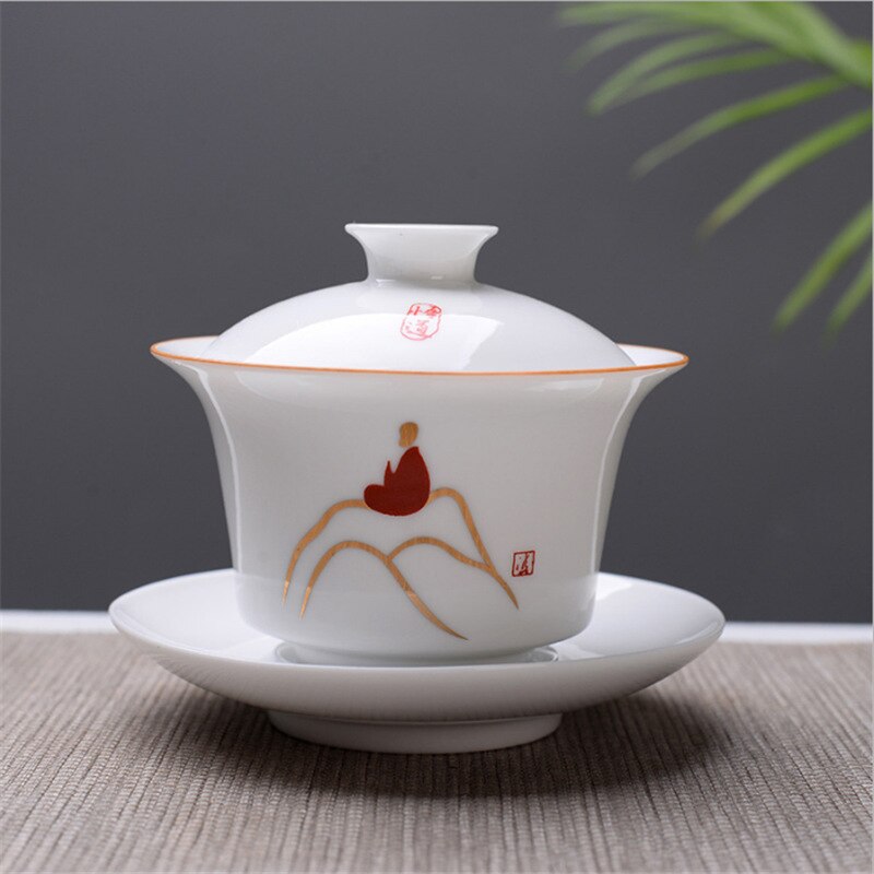 Hvidben kina gaiwan tea set, kung fu teaet tekande, rejse keramisk tea set, kinesisk porcelæn gaiwan cup: Stil 6