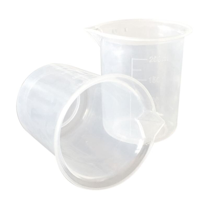Køkkenlab gradueret bægerglas klar plastik målebæger tykkere med låg målekande 200ml 2 stk.