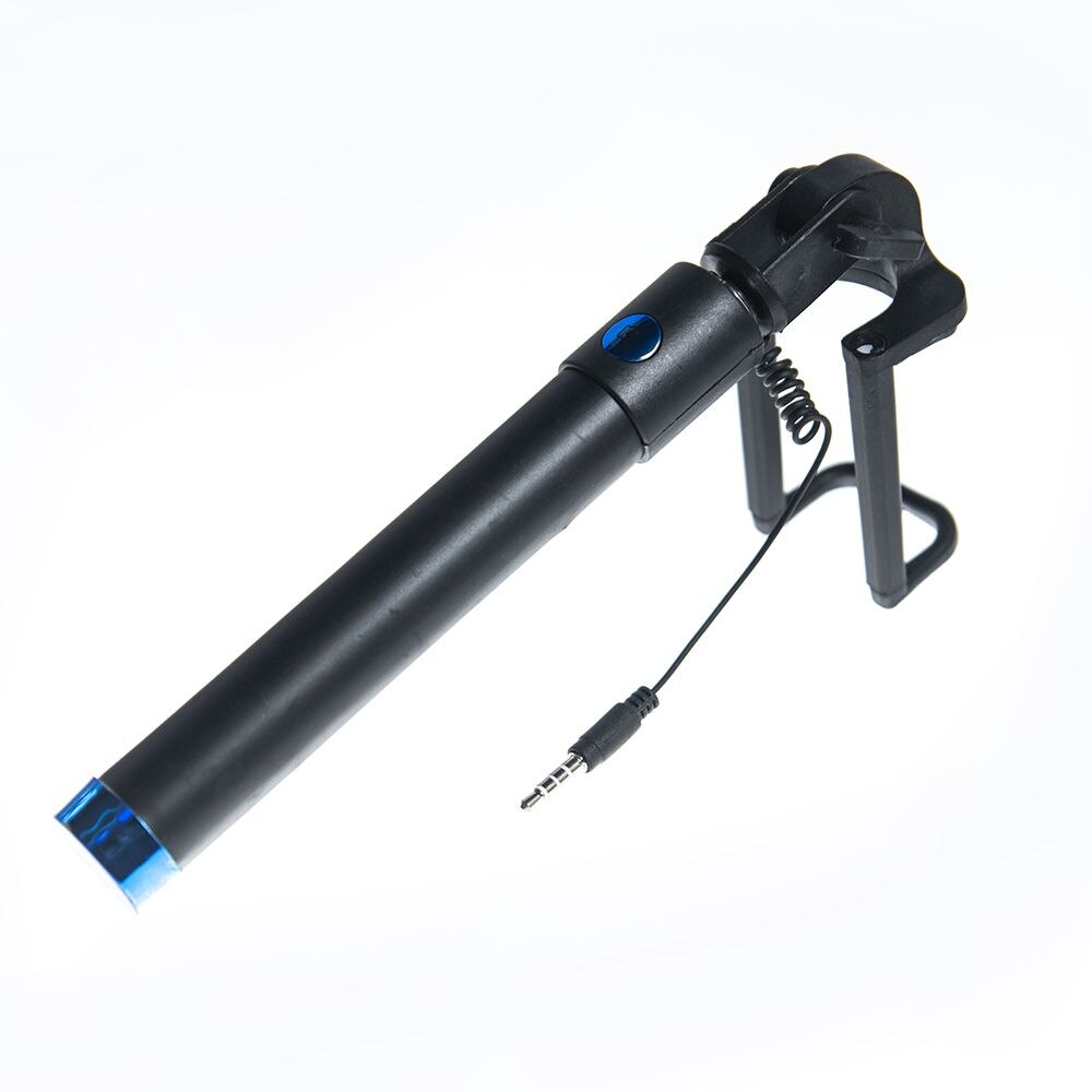 20cm-80cm Foldable Extendable Telescopic Rod Cable Range WiredMonopod Mobile Phone Holder 3.5mm Jack Selfie Stick: blue
